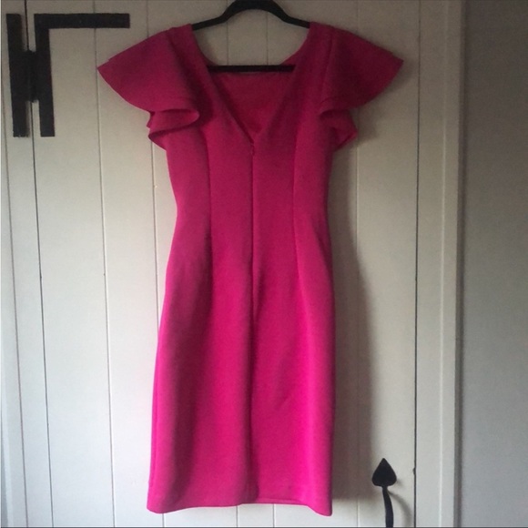 Hot pink flutter sleeve dress - Picture 9 of 9